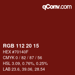 Color code: RGB 112 20 15 | qconv.com
