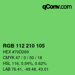 Color code: RGB 112 210 105 | qconv.com