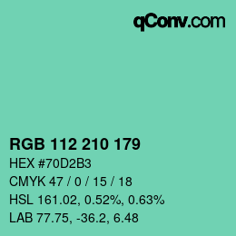 Color code: RGB 112 210 179 | qconv.com
