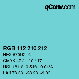 Color code: RGB 112 210 212 | qconv.com