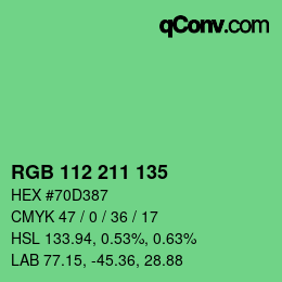 Color code: RGB 112 211 135 | qconv.com