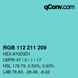 Color code: RGB 112 211 209 | qconv.com