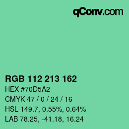 Color code: RGB 112 213 162 | qconv.com