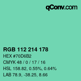 Color code: RGB 112 214 178 | qconv.com