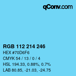 Color code: RGB 112 214 246 | qconv.com