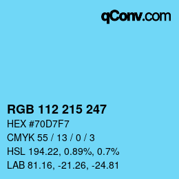 Color code: RGB 112 215 247 | qconv.com