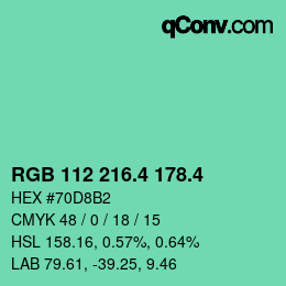 カラーコード: RGB 112 216.4 178.4 | qconv.com