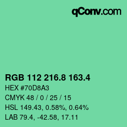 カラーコード: RGB 112 216.8 163.4 | qconv.com