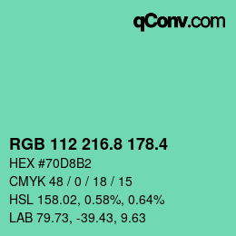 カラーコード: RGB 112 216.8 178.4 | qconv.com