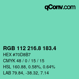 カラーコード: RGB 112 216.8 183.4 | qconv.com