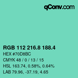 カラーコード: RGB 112 216.8 188.4 | qconv.com