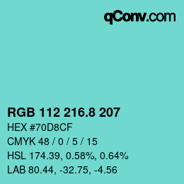 カラーコード: RGB 112 216.8 207 | qconv.com