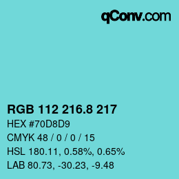 Color code: RGB 112 216.8 217 | qconv.com