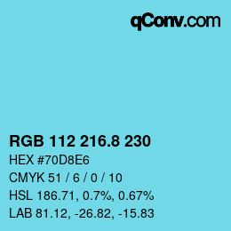 カラーコード: RGB 112 216.8 230 | qconv.com