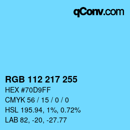 Color code: RGB 112 217 255 | qconv.com