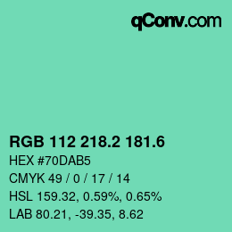 カラーコード: RGB 112 218.2 181.6 | qconv.com