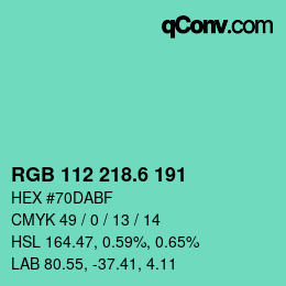 カラーコード: RGB 112 218.6 191 | qconv.com