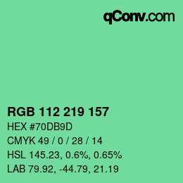 カラーコード: RGB 112 219 157 | qconv.com