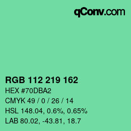 カラーコード: RGB 112 219 162 | qconv.com