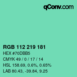 Color code: RGB 112 219 181 | qconv.com