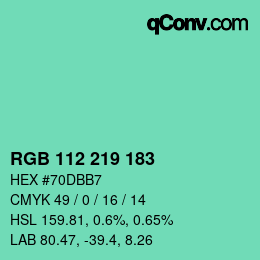 Color code: RGB 112 219 183 | qconv.com