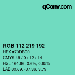Color code: RGB 112 219 192 | qconv.com