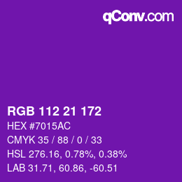 Color code: RGB 112 21 172 | qconv.com