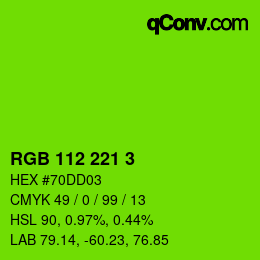カラーコード: RGB 112 221 3 | qconv.com