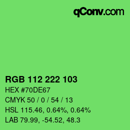 Color code: RGB 112 222 103 | qconv.com