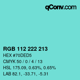 Color code: RGB 112 222 213 | qconv.com