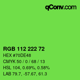 カラーコード: RGB 112 222 72 | qconv.com