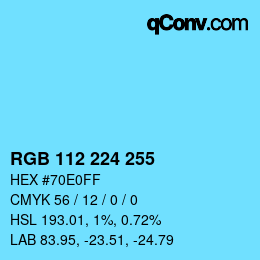 Color code: RGB 112 224 255 | qconv.com