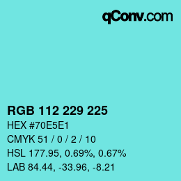 Color code: RGB 112 229 225 | qconv.com