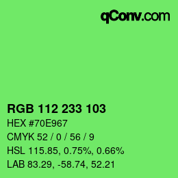Color code: RGB 112 233 103 | qconv.com