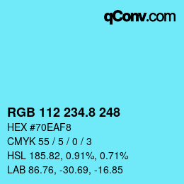 カラーコード: RGB 112 234.8 248 | qconv.com