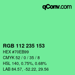 颜色代码: RGB 112 235 153 | qconv.com