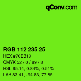 Code couleur: RGB 112 235 25 | qconv.com