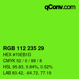 カラーコード: RGB 112 235 29 | qconv.com