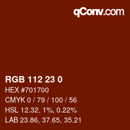 Farbcode: RGB 112 23 0 | qconv.com