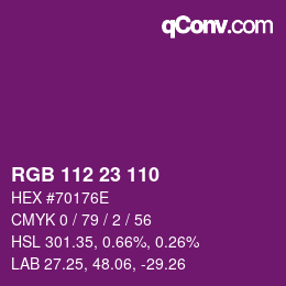 Color code: RGB 112 23 110 | qconv.com