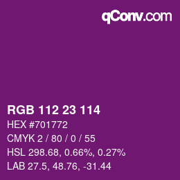 Color code: RGB 112 23 114 | qconv.com