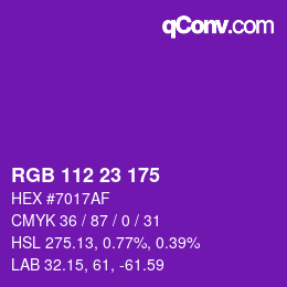 カラーコード: RGB 112 23 175 | qconv.com