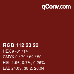 Color code: RGB 112 23 20 | qconv.com