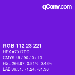 Color code: RGB 112 23 221 | qconv.com