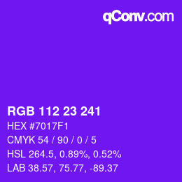 Color code: RGB 112 23 241 | qconv.com