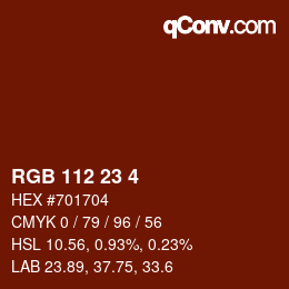 Color code: RGB 112 23 4 | qconv.com