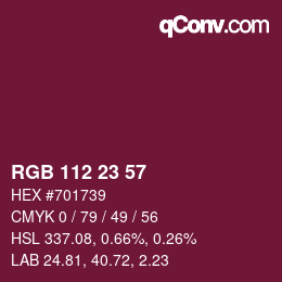 Color code: RGB 112 23 57 | qconv.com