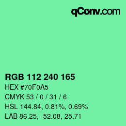 Color code: RGB 112 240 165 | qconv.com