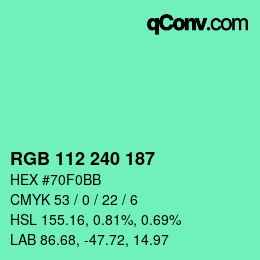 Color code: RGB 112 240 187 | qconv.com