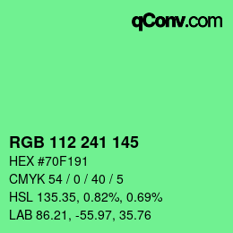 Color code: RGB 112 241 145 | qconv.com